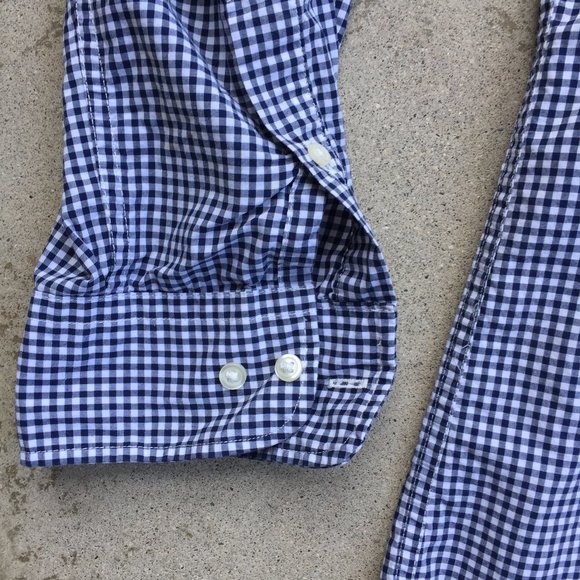Uniqlo Navy Gingham Dress Shirt - Picture 4 of 9